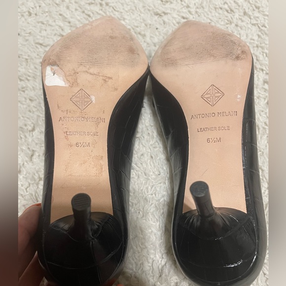 Antonio Melani Leedia Heels Pumps 6.5 Shoes Croc Embossed Leather Classic Black - Picture 7 of 7